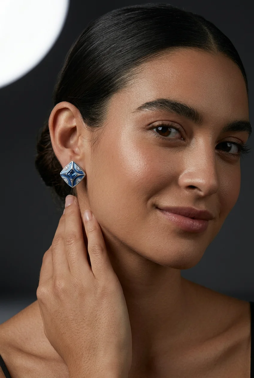 Серьги "Эдмон" с синим сапфиром